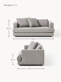 Sofa Bouclé Tribeca (2-osobowa), Tapicerka: Bouclé (93% poliester, 6%, Stelaż: drewno bukowe, drewno sos, Nogi: drewno sosnowe Ten produk, Szary Bouclé, S 185 x G 104 cm