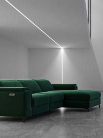 Sofa narożna z aksamitu z funkcją relaks Brito, Tapicerka: 100% aksamit poliestrowy,, Nogi: metal lakierowany, Ciemny zielony, S 300 x G 170 cm