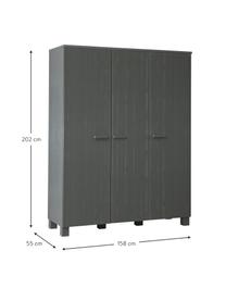 Armoire bois de pin gris Dennis, Gris foncé