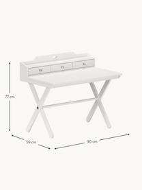 Handgefertigter Holz-Schreibtisch Luca, höhenverstellbar, Mitteldichte Holzfaserplatte (MDF)

Dieses Produkt wird aus nachhaltig gewonnenem, FSC®-zertifiziertem Holz gefertigt., Weiß, B 90 x T 59 cm