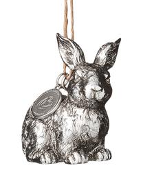 Dekoracja wisząca Bunny, 2 szt., Tworzywo sztuczne, Odcienie srebrnego, S 4 x W 6 cm