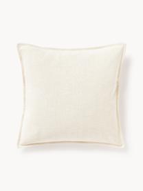 Housse de coussin 50x50 en coton Vicky, 100 % coton bio, Blanc crème, larg. 50 x long. 50 cm