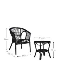 Set salotto da giardino in rattan nero Zambia 3 pz, Rattan, Nero, Set in varie misure