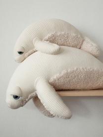 Coussin peluche artisanal Manatee, Blanc cassé, larg. 48 x haut. 19 cm