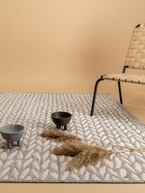 In- & outdoor vloerkleed Braided met bladpatroon, 100% polypropyleen, Grijs, beige, B 120 x L 170 cm (maat S)