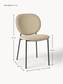 Bouclé gestoffeerde stoelen Ulrica, 2 stuks, Bekleding: bouclé (100% polyester) M, Poten: gepoedercoat metaalkleuri, Bouclé beige, zwart, B 47 x D 61 cm