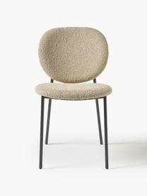 Bouclé gestoffeerde stoelen Ulrica, 2 stuks, Bekleding: bouclé (100 % polyester) , Poten: gecoat metaal, Bouclé beige, zwart, B 47 x D 61 cm