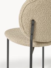 Bouclé gestoffeerde stoelen Ulrica, 2 stuks, Bekleding: bouclé (100% polyester) M, Poten: gepoedercoat metaalkleuri, Bouclé beige, zwart, B 47 x D 61 cm