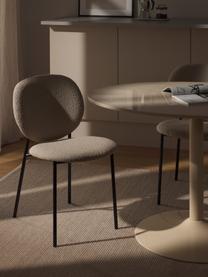 Bouclé gestoffeerde stoelen Ulrica, 2 stuks, Bekleding: bouclé (100% polyester) M, Poten: gepoedercoat metaalkleuri, Bouclé beige, zwart, B 47 x D 61 cm
