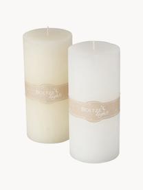Set de velas pilar Basic, 2 uds., 20 cm, Cera, Blanco, blanco crema, Ø 9 x Al 20 cm