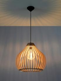 Lampada a sospensione in legno Pantilla, Paralume: legno, Baldacchino: plastica, Legno chiaro, nero, Ø 39 x Alt. 40 cm