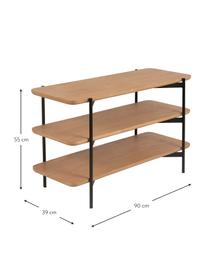 Standregal Easy aus Holz und Metall, Ablagefläche: Mitteldichte Holzfaserpla, Gestell: Metall, beschichtet, Schwarz, Braun, 90 x 55 cm