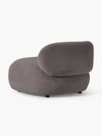 Niervormige loungefauteuil Alba, Bekleding: 97% polyester, 3% nylon M, Frame: massief sparrenhout, berk, Poten: kunststof Het materiaal d, Geweven stof taupe, B 102 x D 89 cm, rugleuning links