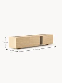 Holz-TV-Lowboard Larsen, Korpus: Spanplatte mit Eichenholz, Füße: Massives Eichenholz Diese, Eichenholz, lackiert, B 200 x H 42 cm