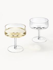 Handgemaakte champagneglazen Cami met groefstructuur, 4 stuks, Mondgeblazen glas, Transparant, Ø 11 x H 13 cm, 200 ml