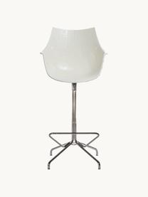 Drehbarer Kunststoff-Thekenstuhl Meridiana, Sitzfläche: Kunststoff, Beine: Stahl, verchromt, Off White, Silberfarben, B 55 x H 107 cm