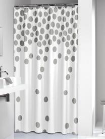 Rideau de douche à pois argentés Spots, Plastique (PEVA), étanche, Blanc, couleur argentée, larg. 180 x long. 200 cm