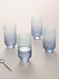 Waterglazen Imani met kleurverloop in blauw/transparant, 4 stuks, Glas, Blauw, transparant, Ø 8 x H 14 cm, 450 ml