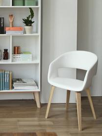 Židle s  područkami z imitace kůže Nova, 2 ks, Bílá, dub