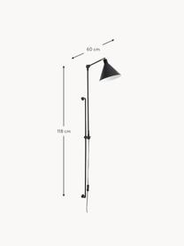 Wandlamp Jordan met stekker, Lamp: gepoedercoat metaal, Zwart, B 20 cm x H 118 cm