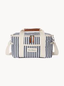 Sac isotherme Retro, 40 % coton, 40 % polyester, 15 % PVC recyclé, 5 % cuir, Blanc crème, anthracite, larg. 32 x haut. 20 cm