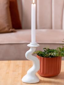 Vase design blanc Organic Swirl, Polyrésine, Blanc, Ø 11 x haut. 25 cm