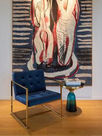 Fotel wypoczynkowy z aksamitu Manhattan, Tapicerka: aksamit (poliester) Dzięk, Ciemnoniebieski aksamit, odcienie złotego, S 70 x G 72 cm