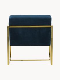 Sillón de terciopelo Manhattan, Tapizado: terciopelo (poliéster) Al, Estructura: metal recubierto, Terciopelo azul oscuro, dorado, An 70 x F 72 cm