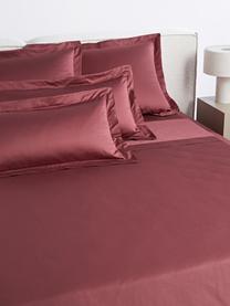 Drap plat en satin de coton Premium, Lie de vin, larg. 240 x long. 280 cm