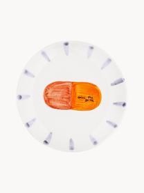 Ręcznie malowany talerz deserowy Chill Pill, Kamionka, Złamana biel, lawendowy, pomarańczowy, koralowy, Średnica: 15 cm