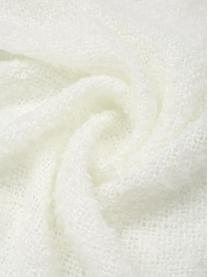 Plaid leggero in bouclé bianco latteo Mysa, 100% poliacrilico, Bianco latteo, Larg. 120 x Lung. 150 cm