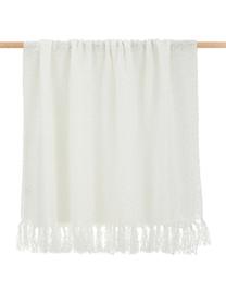 Manta bouclé ligera Mysa, 100% poliacrílico, Blanco crudo, An 120 x L 150 cm