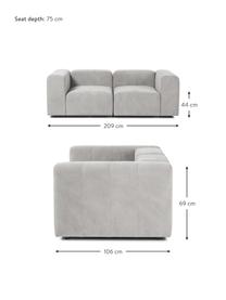 Canapé modulable 3 places Lena, Tissu gris clair, larg. 209 x prof. 106 cm