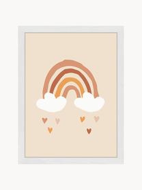 Ingelijste digitale print I Love Rainbows, Lijst: beukenhout FSC-gecertific, Wit, lichtbeige, bruintinten, B 33 x H 43 cm