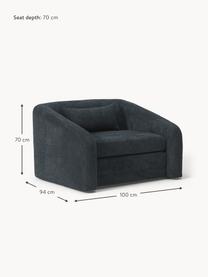 Fauteuil convertible en peluche-bouclé Eliot, Peluche-bouclé anthracite, larg. 100 x prof. 94 cm