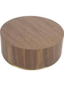 Grande table basse Clarice, Corps : placage en bois de noyer Pied : couleur dorée, brillant brossé