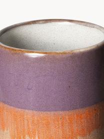 Vaso in ceramica dipinto a mano con smalto reattivo 70's Ceramic, alt. 19 cm, Ceramica, Arancione, lilla, Ø 8 x Alt. 19 cm
