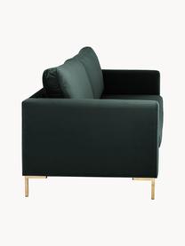 Samt-Sofa Luna (3-Sitzer), Bezug: Samt (100 % Polyester), O, Gestell: Massives Buchenholz, Schi, Füße: Metall, galvanisiert Das , Samt Dunkelgrün, B 230 x T 95 cm