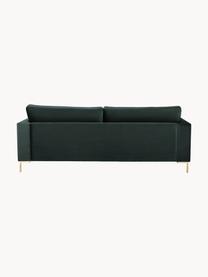 Samt-Sofa Luna (3-Sitzer), Bezug: Samt (100 % Polyester), O, Gestell: Massives Buchenholz, Schi, Füße: Metall, galvanisiert Das , Samt Dunkelgrün, B 230 x T 95 cm