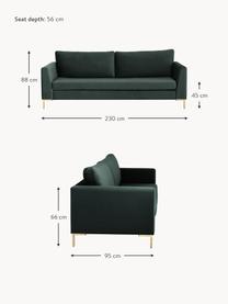 Samt-Sofa Luna (3-Sitzer), Bezug: Samt (100 % Polyester), O, Gestell: Massives Buchenholz, Schi, Samt Dunkelgrün, B 230 x T 95 cm
