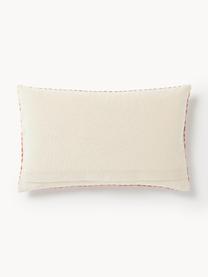 Housse de coussin rectangulaire avec slogan brodé Whatever, Rouge corail, blanc cassé, larg. 30 x long. 50 cm