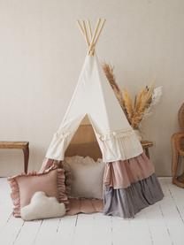 Kindertipi ruches met ruches en mat, Linnen, katoen, Gebroken wit, roze tinten, B 120 x H 180 cm