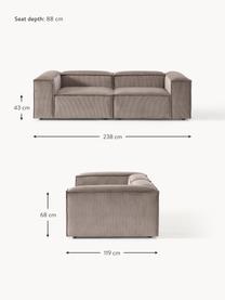 Modulares Sofa Lennon (3-Sitzer) aus Cord, Bezug: Cord (92 % Polyester, 8 %, Gestell: Massives Kiefernholz, Spe, Füße: Kunststoff Dieses Produkt, Cord Taupe, B 238 x T 119 cm