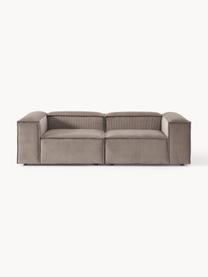 Modulaire bank Lennon (3-zits) van corduroy, Bekleding: corduroy (92% polyester, , Frame: massief grenenhout, multi, Poten: kunststof Dit product is , Corduroy taupe, B 238 x H 119 cm