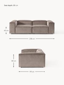 Modulares Sofa Lennon (3-Sitzer) aus Cord, Bezug: Cord (92 % Polyester, 8 %, Gestell: Massives Kiefernholz, Spe, Füße: Kunststoff Dieses Produkt, Cord Taupe, B 238 x T 119 cm