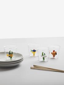 Set 6 bicchieri acqua fatti a mano Marine Garden, Vetro borosilicato, Trasparente, multicolore, Ø 9 x Alt. 8 cm, 350 ml