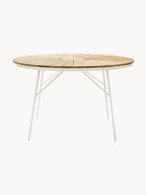 Table de jardin ronde en teck Hard & Ellen, tailles variées, Teck, blanc, Ø 110 x haut. 73 cm