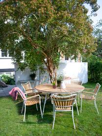 Table de jardin ronde en bois de teck Hard & Ellen, tailles variées, Teck, blanc, Ø 110 x haut. 73 cm