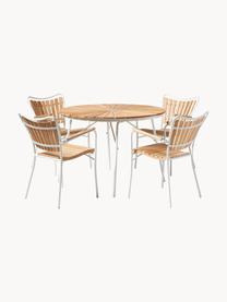 Okrúhly záhradný stôl so stolovou doskou z tíkového dreva Hard & Ellen, v rôznych veľkostiach, Tíkové drevo, biela, Ø 110 x V 73 cm