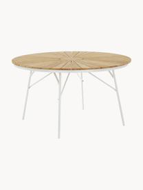 Table de jardin ronde en teck Hard & Ellen, tailles variées, Teck, blanc, Ø 110 x haut. 73 cm